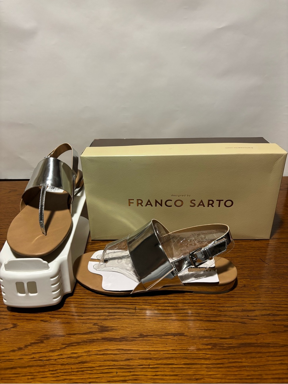 Franco Sarto Metallic Silver Slingback Sandals